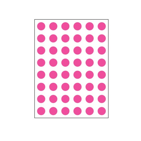Nevs 1/4" Color Coding Dots Pink Fluorescent - Sheet Form DOT-14M Pink Flr